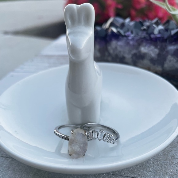 925 SS Raw Moonstone Stacking Ring Set - Picture 7 of 16